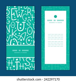 Vector white on green alphabet letters vertical frame pattern invitation greeting cards set