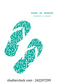 Vector white on green alphabet letters flip flops silhouettes pattern frame