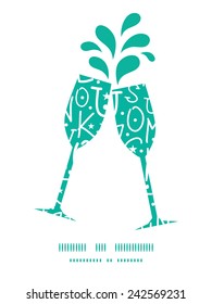 Vector white on green alphabet letters toasting wine glasses silhouettes pattern frame