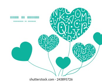 Vector white on green alphabet letters heart symbol frame pattern invitation greeting card template