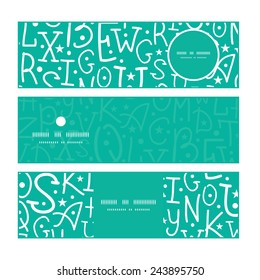 Vector white on green alphabet letters horizontal banners set pattern background