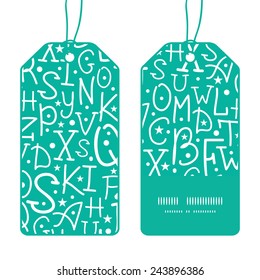 Vector white on green alphabet letters vertical stripe frame pattern tags set
