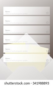 Vector of white open envelope with paper as interface of e-mail website.