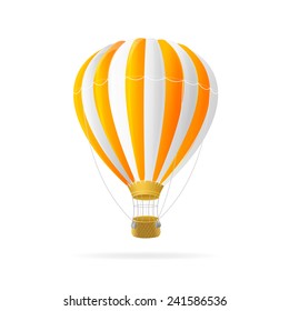 Vector white and orange hot air ballon isolated