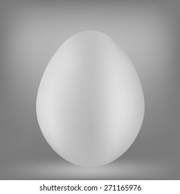 Vector White Organic Egg Isolated on Grey Background. 