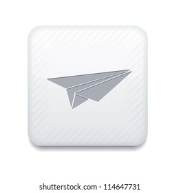 Vector white origami plane icon. Eps10. Easy to edit