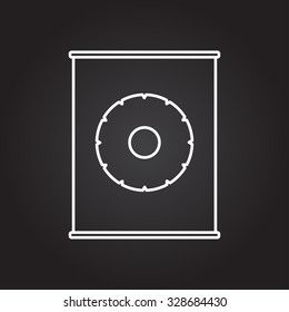 Vector white outline canned pineapple bottle on black background 