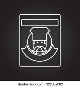 Vector white outline chef cook powder icon on black background 