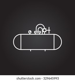 Vector white outline cistern icon on black background 