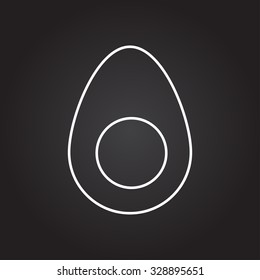 Vector white outline egg icon on black background 