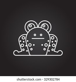 Vector white outline frog icon on black background 