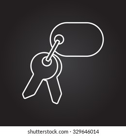 Vector white outline keys icon on black background 