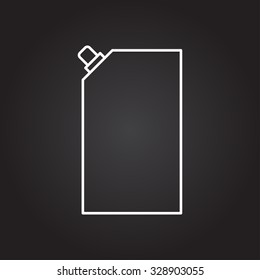 Vector white outline mayonnaise plastic package icon on black background 