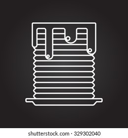 Vector white outline pancakes breakfast icon on black background 
