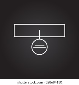 Vector white outline pets collar icon on black background 