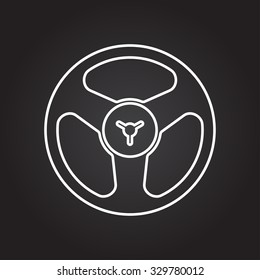 Vector white outline retro bobbin icon on black background 
