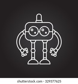 Vector White Outline Retro Robot Toy Stock Vector (Royalty Free ...