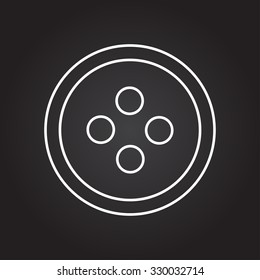 Vector white outline tailor button icon on black background 