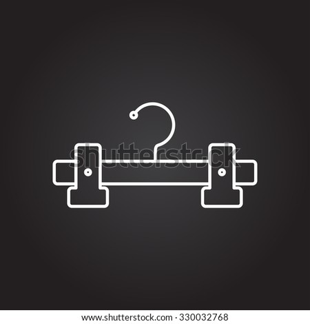 Vector white outline tailor hanger icon on black background 