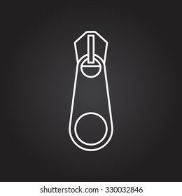Vector white outline tailor zipper icon on black background 