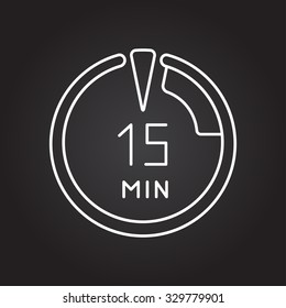 Vector white outline timer icon on black background 