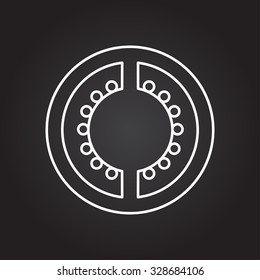 Vector white outline tomato slice icon on black background 