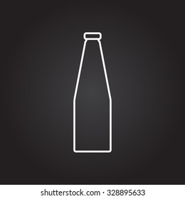 Vector white outline water bottle on black background 