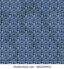 Vector White Overlapping Spirals on Indigo Blue Ombre Seamless Repeat Pattern. Background for textiles, cards, manufacturing, wallpapers, print, gift wrap and scrapbooking.