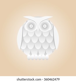 Vector white owl statuette isolated. Ceramic bird illustration for decor design.