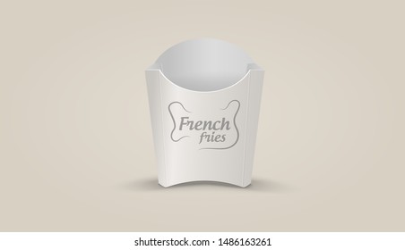 Vector white packaging. Pack for French fries. Container illustration. Cardboard packaging.