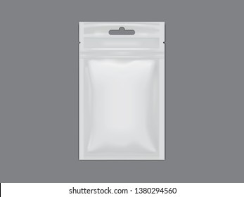 vector white packaging sachet on dark background