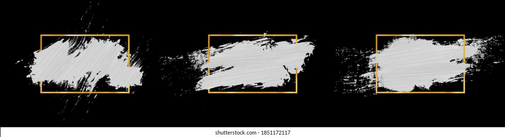 Vector white paint in golden frame on black background