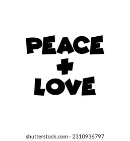 Vector white painted sign PEACE and LOVE