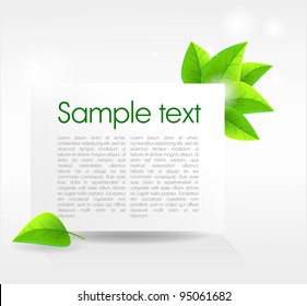 vector white paper card with leaves for text