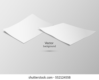 Vector white paper and a card on a gray background.
