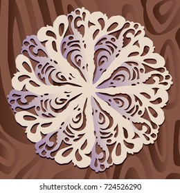 Vector white paper christmas snowflake on a wood background