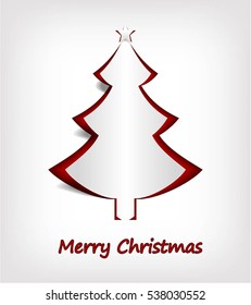 Vector white paper Christmas tree . Design elements for greeting cards