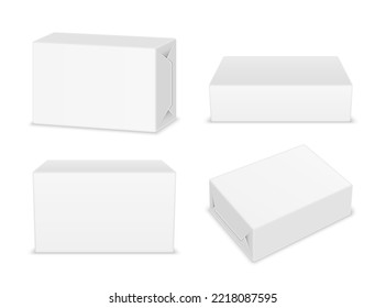 Vector white paper or foil packaging for butter, margarine or spread