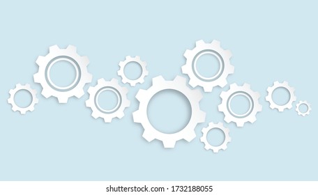 Vector white paper gear and cogs  Illustration engineering,  technology concept background