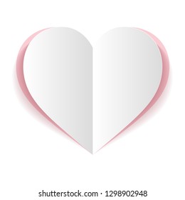vector white paper heart on white background