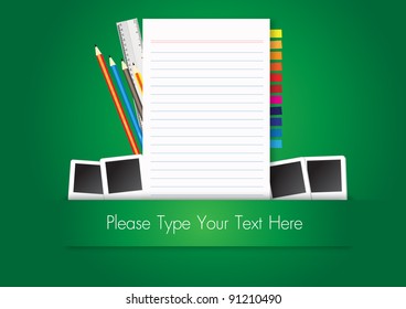 Vector white paper on a green background