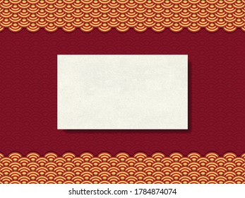 Vector White paper on red background with abstract chinese style pattern.