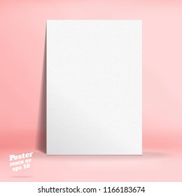 Vector of White paper poster in pastel colorful pink studio room,Template mock up for display of design or your content ,Business presentation