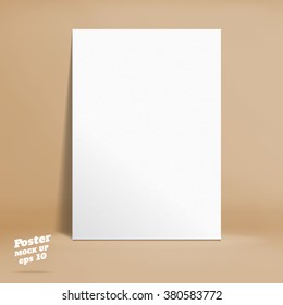 Vector : White paper poster in pastel brown studio room, Template mock up for display of product or your content ,Business backdrop