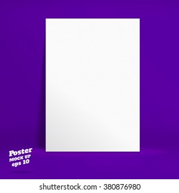 Vector : White paper poster in vivid dark purple studio room, Template mock up for display of product or your content ,Business backdrop