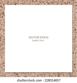 Vector white paper sheet on gravel texture background.