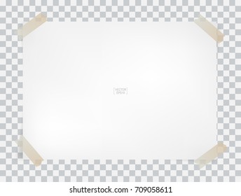 Vector white paper stick with shadows on transparent background.