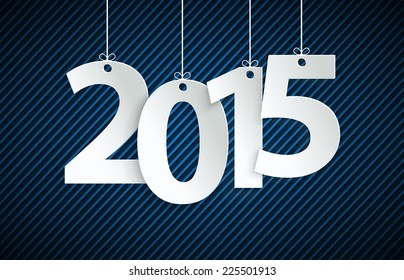 Vector white paper tags with 2015