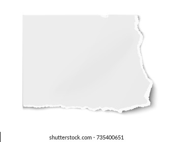 Vector white paper tear for memo note isolated on white background with soft shadow.
