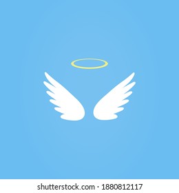 Vector white paper wings on a blue background. Beautiful wings. Vector illustration stock